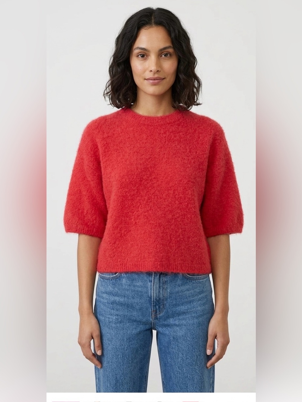 pistola Red Alpaca Crewneck Short-Sleeve Sweater